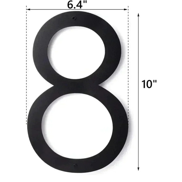 Black Metal House Number 8 is 10 inches tall - Picture 3 of 6